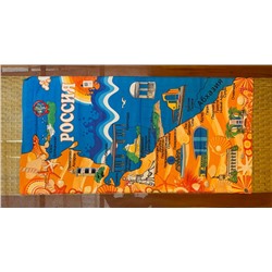 Пляжное полотенце «Черноморское побережье – карта с ракушками» 140х70 см