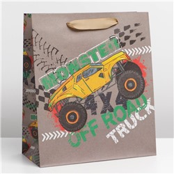 Пакет крафтовый вертикальный «Monster truck», ML 23 × 27 × 11.5 см