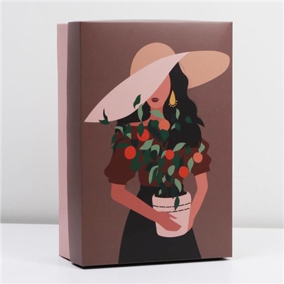 Коробка складная «Девушка с цветами», 30 × 20 × 9 см