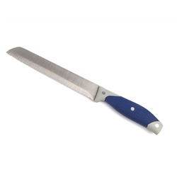 Нож кухонный для хлеба, ИНДИГО, лезвие 18,5см, 113гр, нерж. сталь, пластик, резина, Сибирская посуда, SP-229