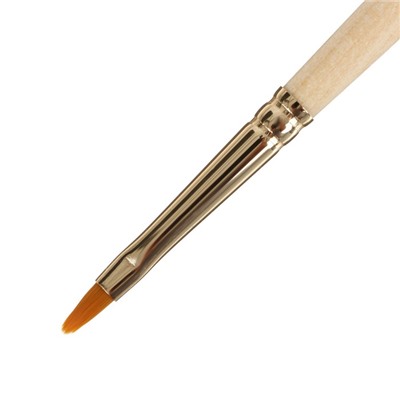 Кисть Синтетика, Овальная, Жесткая, укороченная вставка, Roubloff серия 1332 № 4, ручка длинная пропитана лаком, жёлтая обойма