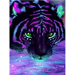 Алмазная мозаика картина стразами Неоновый тигр, 40х50 см