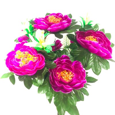Букет искусственных цветов букет пион и жасмин фиолетовый 50 см 13 бутонов к18