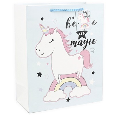 Подарочный пакет(M) "Unicorn believe in magic"
