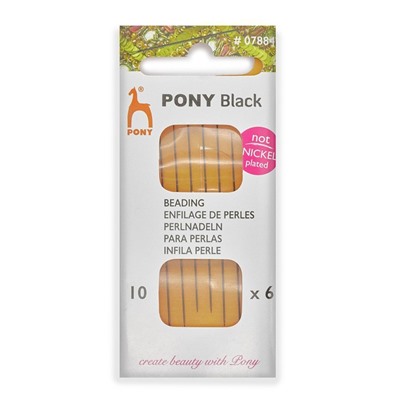 Иглы для бисероплетения BLACK Beading, №10, 6 шт PONY