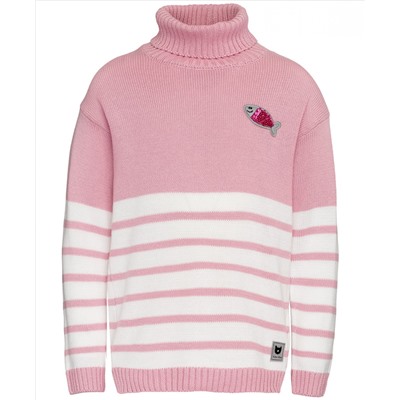 Розовый свитер в полоску