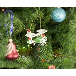 Елочная игрушка, сувенир - Самолет Биплан 6017 Santa