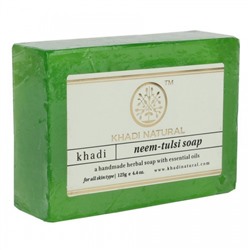 NEEM TULSI Handmade Herbal Soap With Essential Oils, Khadi Natural (НИМ ТУЛСИ Мыло ручной работы с эфирными маслами, Кхади), 125 г.