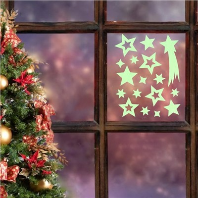 Наклейки на окна "Новогодние" звезды, 28 х 19 см