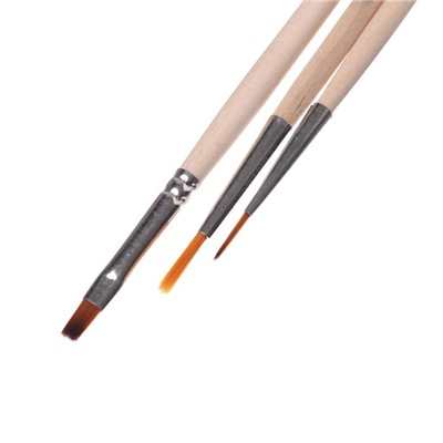 Набор кистей Синтетика 3 штуки, Calligrata №4 (круглые №: 1, 2; плоская № 4), деревянная ручка