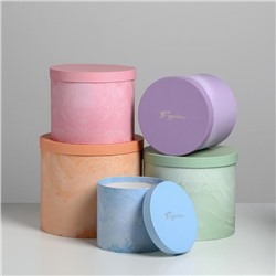Набор шляпных коробок для цветов 5 в 1 «Мрамор», 14 × 13 см - 22 × 19,5 см