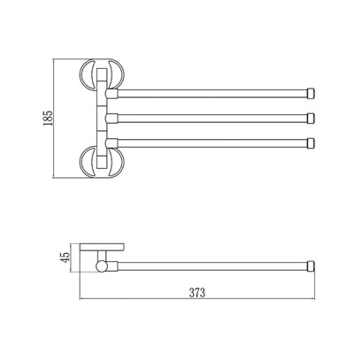 Тройной поворотный держатель полотенец, 37х18.5 см