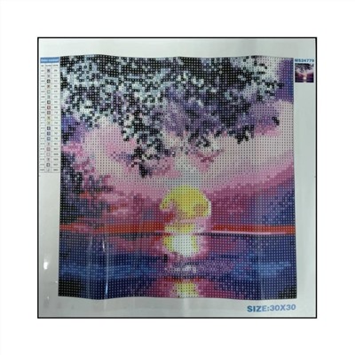 Алмазная мозаика картина стразами Закат на фоне моря, 30х30 см