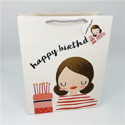 Подарочный пакет(M) "Happy birthday" girl