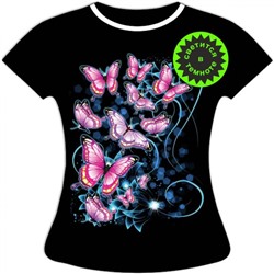 Женская футболка больших размеров с бабочками 1101