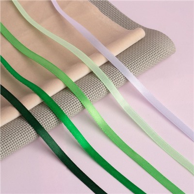 Набор атласных лент, 5 шт, размер 1 ленты: 6 мм × 23 ± 1 м, цвет зелёный спектр