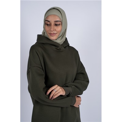 Арт. 19002 Комплект хиджаб с шапочкой. Цвет зеленый чай.