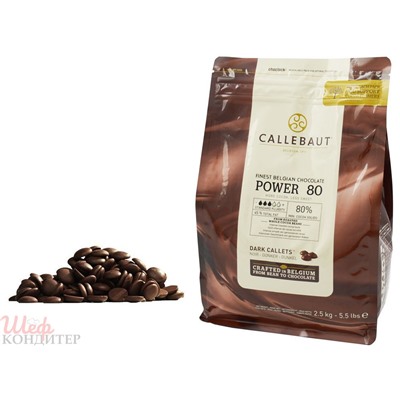 Шоколад горький Power80 Callebaut 80% 0.5кг (фасовка)