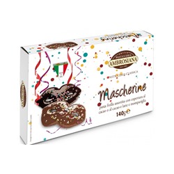 Печенье Ambrosiana "Mascherine" в какао и какао-молочной глазури 140гр