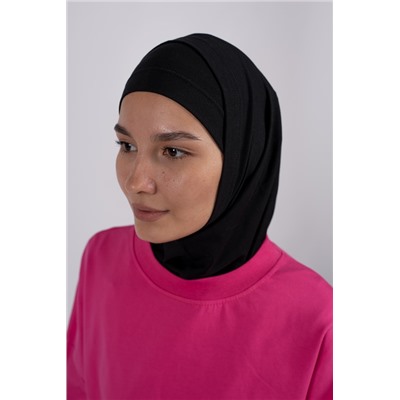 Арт. 19002 Комплект хиджаб с шапочкой. Цвет черный.