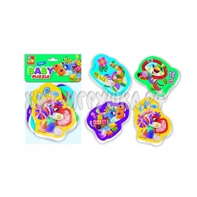 Мягкие пазлы Baby Puzzle "Чудо зоопарк" 4 картинки, 12 дет. VT1106-60, VT1106-60