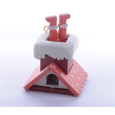 Елочная игрушка - Домик с ногами Санта Клауса 410-3