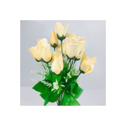 Букет искусственных цветов роза бежевый 45 см 12 бутонов к6