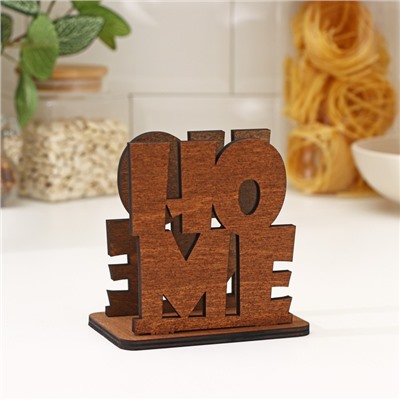 Салфетница деревянная "HOME", 12x8x11,9 см, цвет коричневый