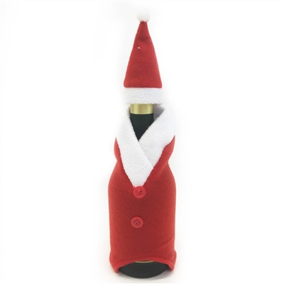 Новогоднее украшение для бутылки шампанского Костюм Деда Мороза