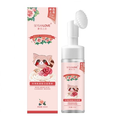 Пенка для умывания с щеточкой  с экстрактом розы Sersanlove Rose Amino Acid Cleanser Mousse 150мл