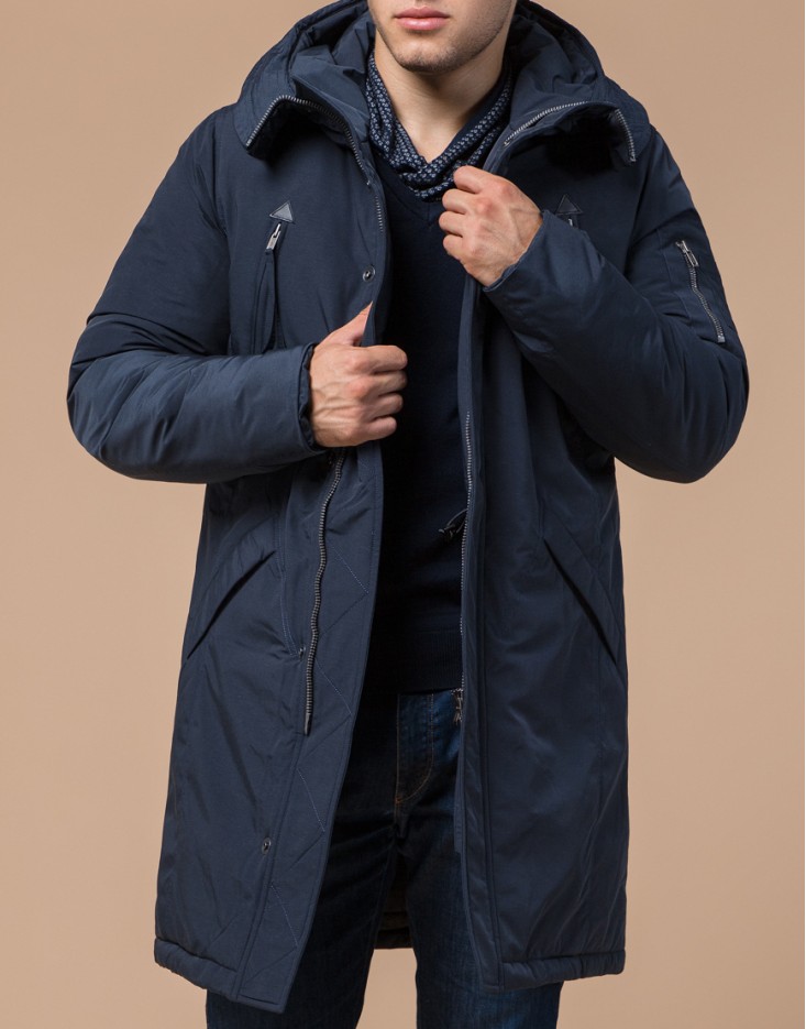Куртка мужская зимняя с капюшоном удлиненная молодежная