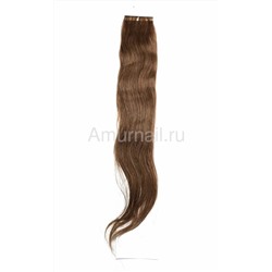 Натуральные волосы на липкой ленте №8 Светло-Коричневый (40*4 см) 55 см