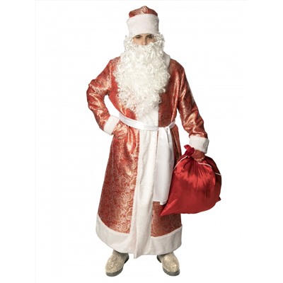 Карнавальный костюм Дед Мороз жаккардовый красный