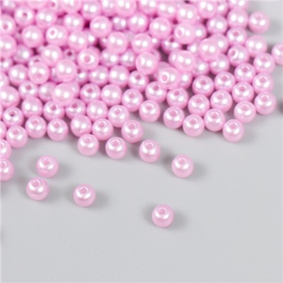 Набор бусин "Рукоделие" пластик, диаметр 4 мм, 25 гр, светло-розовый