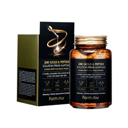 Омолаживающая сыворотка с пептидами и золотом FarmStay 24K Gold & Peptide Solution Prime Ampoule 250 ml