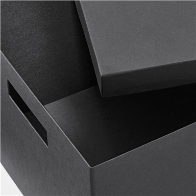 TJENA ТЬЕНА, Коробка с крышкой, черный, 25x35x20 см