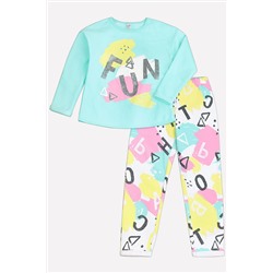 Пижама для девочки Crockid К 1523 аквамарин + буквы и пятна