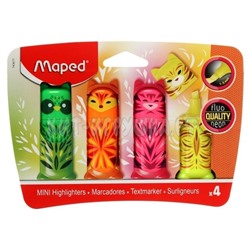 Набор текстовыделителей устойчив. 1-5мм 4 цв. Fluo Pep's Mini Friends Maped 743677, 743677