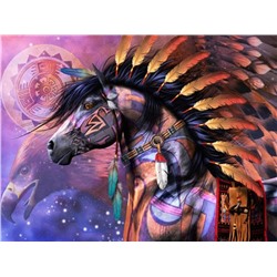 Алмазная мозаика картина стразами Конь индеец, 30х40 см