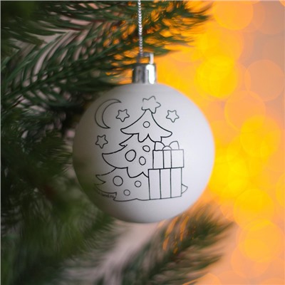 Новогоднее ёлочное украшение под раскраску «Ёлочка» размер шара 5,5 см