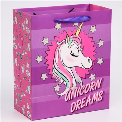 Пакет ламинат вертикальный "Unicorn dreams", Минни Маус, 23х27х11,5 см