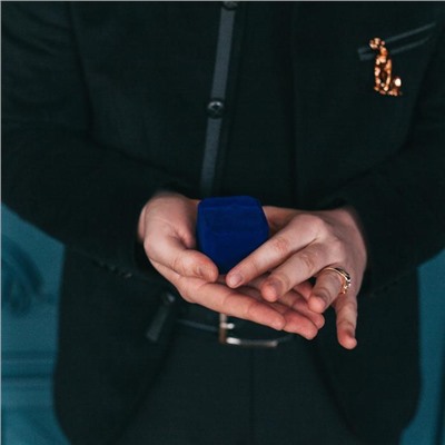 Футляр бархатный под кольцо "Геометрия", 5 x 5,5 x 4, цвет синий