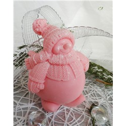 Снеговик розовый - домашнее оливковое подарочное мыло арт.Milotto001578
