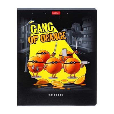 Тетрадь 48 листов клетка "Апельсиновая банда", обложка мелованный картон, выборочный матовый лак, блок 65 г/м2, 5В МИКС