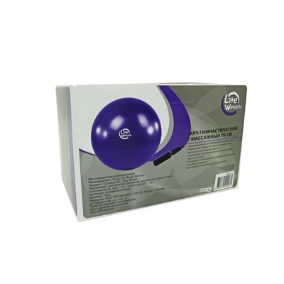 Мяч гимнастический + массажный BB010-30 (75см, с насосом, фиолетовый)