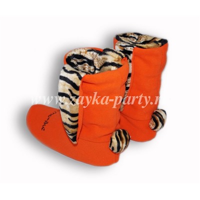 Тапочки-зайчики оранжевые с тигровым