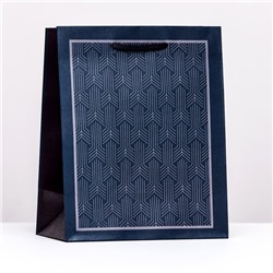 Подарочный пакет  "Синий узор", 18 х 22,3 х 10 см
