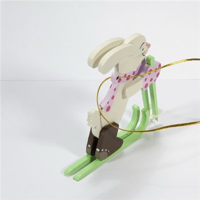 Елочная игрушка - Зайчик на лыжах 540-1