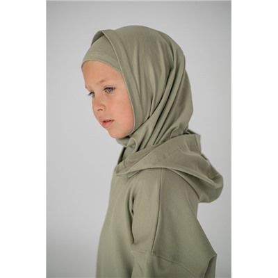 Арт. 19000 Детский комплект хиджаб с шапочкой. Цвет зеленый чай.