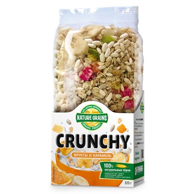 Завтраки сухие CRUNCHY с фруктами и карамелью 320 г